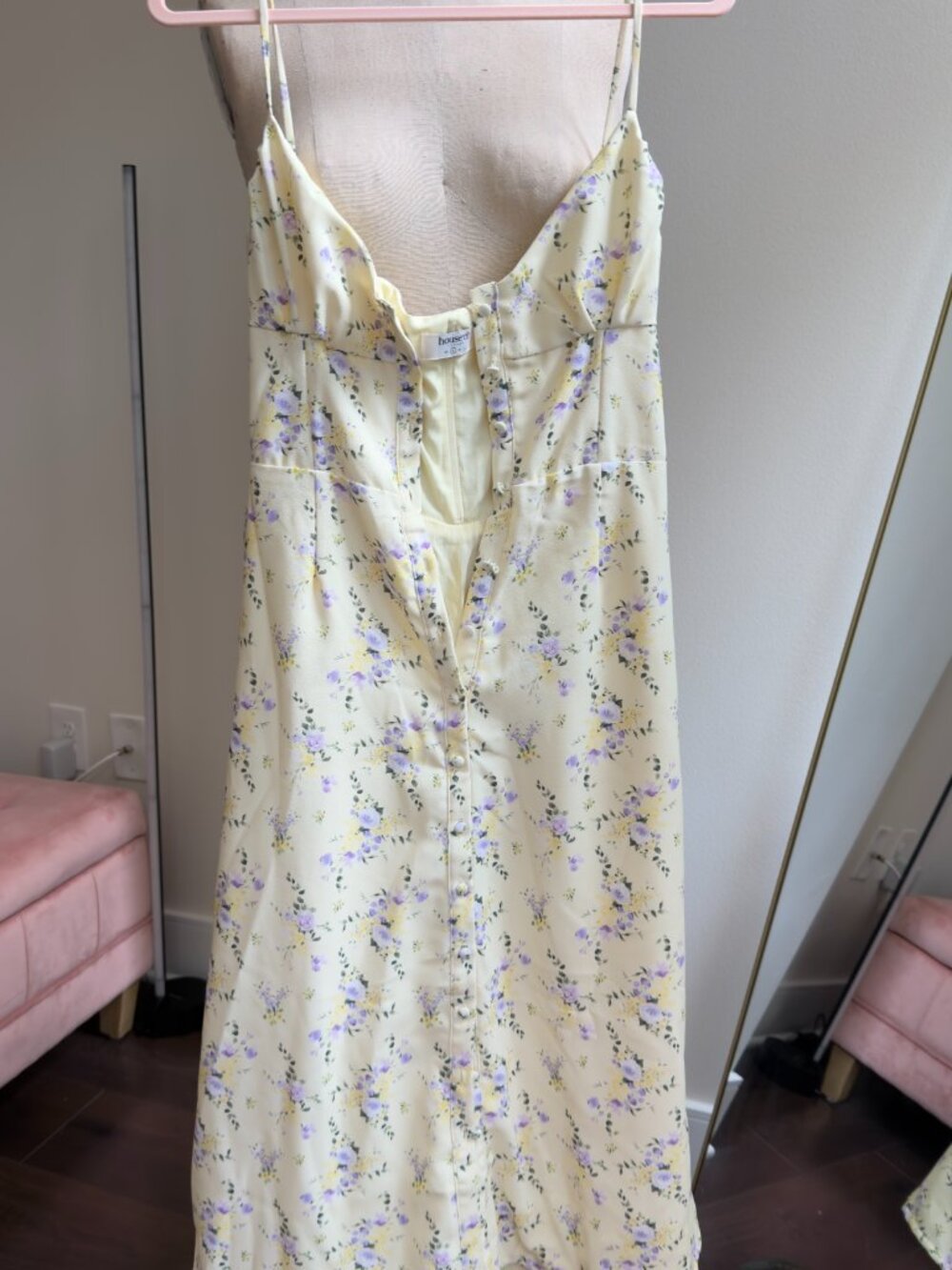 House of CB- Annabella Lemon Floral Midi Sun Dress Size Small Picnic Softgirl - Picture 7 of 7